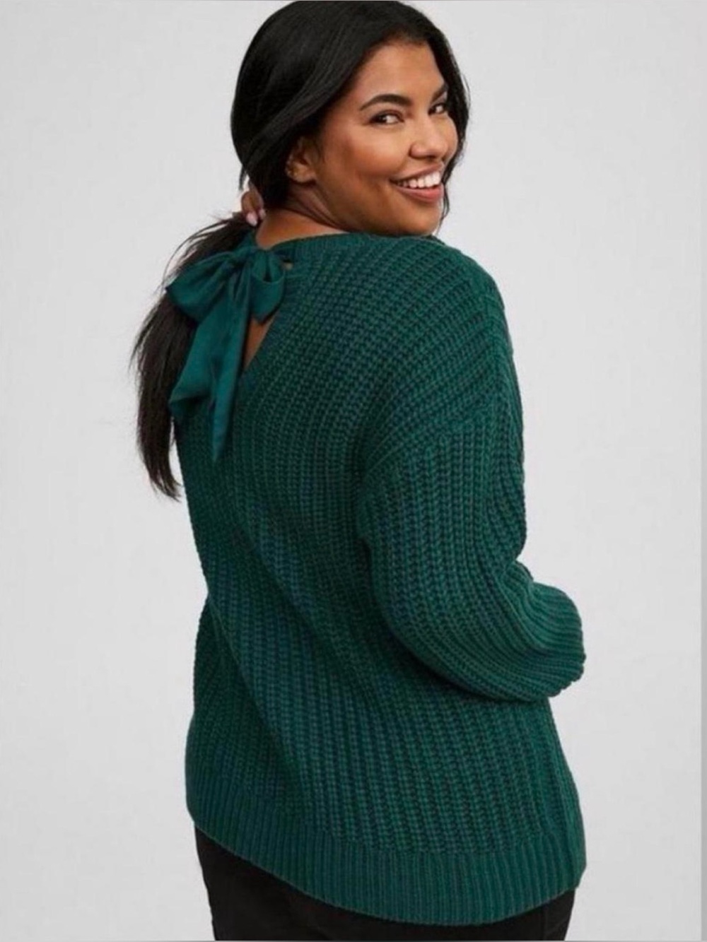 Torrid Cable Knit Tie Back Sweater Botanical Garden Green Size 2 (2X)